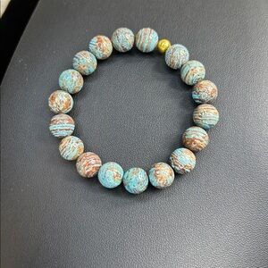 Crazy Blue Lace Agate Stone Beaded Stretch Bracelet